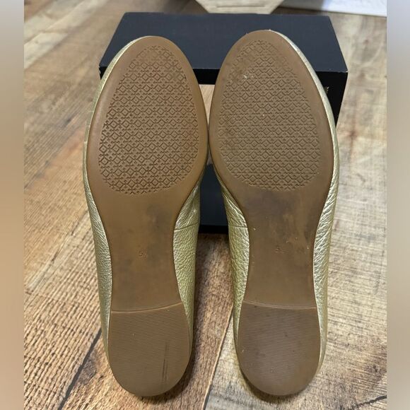 Tory Burch - Claire Metallic Tumbled Leather Ballet Flats Spark Gold 5.5 - Picture 9 of 14